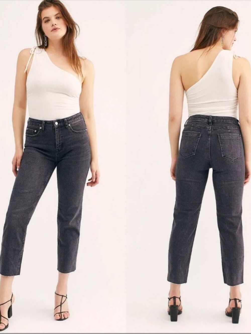 We The Free x Free People CURVY High Rise Straight Jean Raw Hem Smokey Quartz
